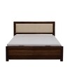 Mapleton Solid Wood Queen  Size Upholstered Bed With Hydraulic Storage (Provincial Teak Finish)
