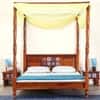 Rangrez Sheesham Wood Queen Size Non Storage Poster Bed in Honey Oak Finish