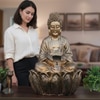 Golden Fiber Glass Elowen Lotus Buddha Indoor Water Fountain