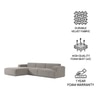 Sophisticated Wood Right Aligned 3-Seater With Upholstery Non Storage Sofa In Grey Colour