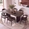 Zen Rectangular Solid Wood 6 Seater Dining Table With 6 Hague Solid Wood Dining Armchair (Finish: Danish Walnut)