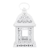 White Metal Lantern with Floral Cutouts