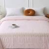 Pastel Pink Solid Comfoter Embroidered Reversible Quilt Cotton 350 Gsm Double Bed 240 X 220 Cms