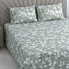 Kira Green Shade Floral 400 TC Cotton Flat Double Queen Size Bedsheet with 2 Pillow Covers – Threads