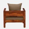 Rangrez Sheesham Wood 1 Seater Sofa in Honey Oak Finish with Beige Cushion