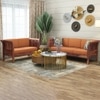Haveli 3+2 Seater Wooden Sofa (Orange Colour, Teak Finish)