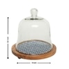 Ireka Homes Candy Cloud Acacia Wood Cake Stand with Glass Dome