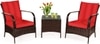Carry Bird Wicker Patio Furniture Outdoor Balcony Chairs In Brown And Red Colour