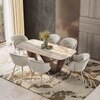 Paloma 6 Seater Jupiter Spanish Ceramic Dining Table With 6 Calix Dining Chairs (Finish : Jupiter Spanish Ceramic, Chair Colour : Beige)