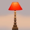 Devansh Orange Cotton Table Lamp With  Wood Natural Base -(10X10X21 Inches)-30