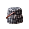Hoist Collection Black Pouf With Faux Leather Strap