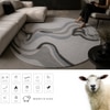 Handmade Round Wool Silk Rug Modern Wave Beige 9 Feet Carpet