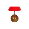 Red cotton with Natural Wood Table Lamp