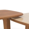 Alba Square Cluster Botticino and Solid Wood Coffee Table in Amber Walnut Finish