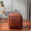 Cube Collection Tan Faux Leather Pouf Ottoman Set Of 2
