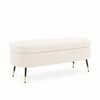 Doe Buck Luxury Boucle Storage Bench in White Colour with Gold Tipped Legs