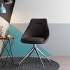 Caribu 4 To 6 Extendable Dining Table With Set Of 6 Doris Swivel Accent Chairs (Colour- Dark Grey, Finish- White High Gloss)