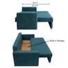 Alfon 3 Seater Velvet Pull Out Sofa Cum Bed with Storage In T Blue