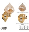 Vix Single Light Wall Fitting In Brass And Chrome Finish Metal With Amber Glass