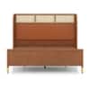 Fiji Wingback Cane and Solid Wood King Size Non-Storage Bed in Nappa Tan Leatherette