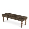 Cairo Sheesham Wood Accent 3 Seater Bench In Green Sparkle Velvet