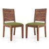 Oribi Solid Wood Dining Chair Set Of 2 In Teak Finish