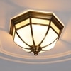 Mirage Frosted White & Antique Brass Flush Ceiling Light