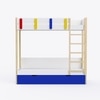 Pine Tree Single Size Bunk Bed In White & Blue Colour