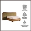Elowen Softline Queen Size Bed in velvet With Oak wood Frame & Hydraulic Storage