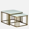 Metlax Square Metal Nesting Coffee Table Set Gold Finish White Porcelain Top Set Of 2