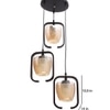 Eliante Hanging Lights, Champaign Glass Shade, Mild Steel And Wood, 3 Bulbs
