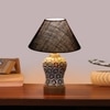 Devansh Conical Blue Jute Shade Lamp With Wood & Mosaic Glass Base For Decoration/Office/Home/Gifting/Study For Decoration/Office/Home/Gifting/Study -(10X10X14.5) Inches -A