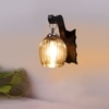 Devansh Solid Wood Electric Wall Light in Brown Colour with Lavender Shade Count of 1 Light