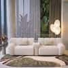 Cannoli 3 Seater Fabric Sofa with Marble Top Table in Pearl Cloud Colour