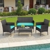 Carry Bird Wicker Patio Furniture Accessorie 4 Seater Sets In Black And Blue Colour