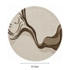 Handmade Round Wool Rug Modern Abstract Wave Brown Beige 8 Feet Carpet