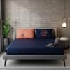 Stoa Paris Satin Bedsheet for Double Bed heet for Navy Blue & Orange, Thoda Lazy Thoda Crazy