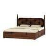 Rustic Sheesham Wood Queen Size Bed With Hydraulic Storage In Provincial Teak Finish