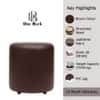 Doe Buck Mary Leather Round Ottoman Stool in Brown Colour