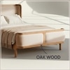 Valerio Duo-Panel Luxe Queen Size Bed in Off- White colour Velvet with Oak wood Frame