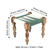 Riaza Sheesham Wood Maachi Stool in Green & White Rope Canning