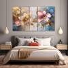 The Castle Decor Abstract Flower Wall Art Set of 5 Digital Painting 27x48 Inch