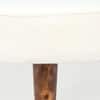 Nayla Soild Wood Stool with White Fabric upholestery & Teak Finish Legs