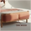 Valerio Duo-Panel Luxe Queen Size Bed in Antique Rose colour Velvet with Oak wood Frame