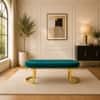 Doe Buck Upholstered Oval Bench in Teal Colour with Gold Loop Legs