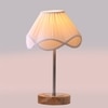 Devansh Off-White Cotton Vintage  Lamp With Natural  Wood Base  & Steel Pipe  (12X19.25)