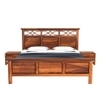 Tulsi Solid Wood King  Size Upholstered Bed Without Storage (Teak Finish)