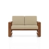Moreno 2 Seater Solid Wood Sofa in Amber Walnut Finish and Almond Beige Fabric