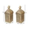 Hanging Etching Square Lantern Set Of 2 In Gold Colour