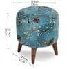 Aurora Solid Wood  Ottomon in  Blue Colour